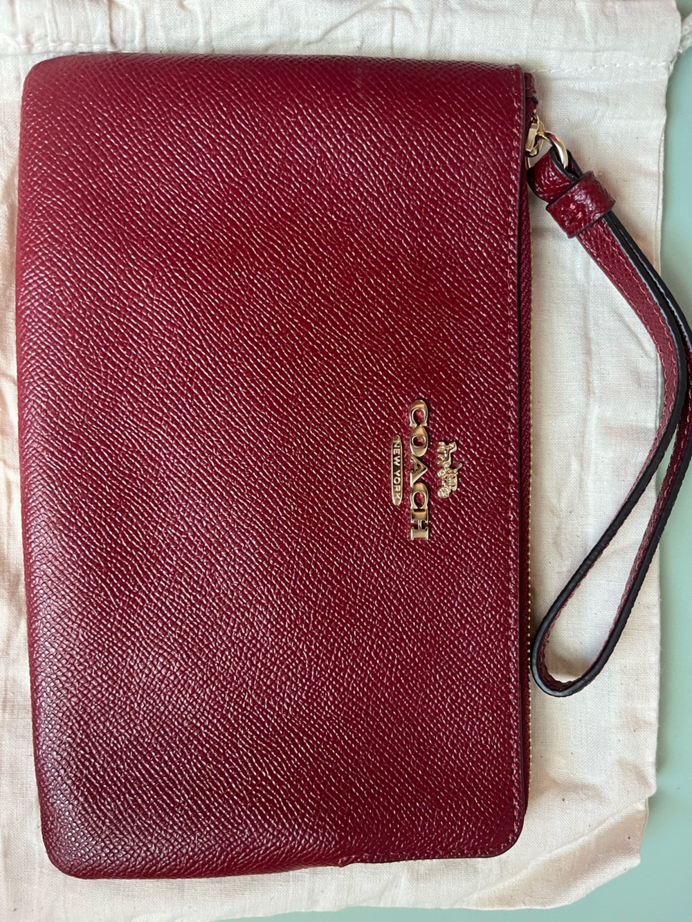 Coach New York Burgundy Leather Wristlet